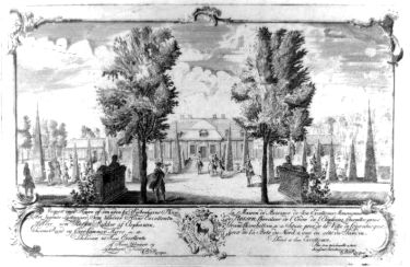 Prospekt af Blågård omkring 1750. Det Kongelige Bibliotek.